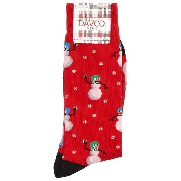 Mens Davco Christmas Football Snowman Crew Socks - image 