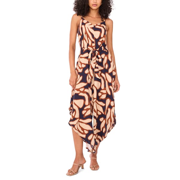 Womens MSK Sleeveless Abstract Challis Tie Waist Jumpsuit