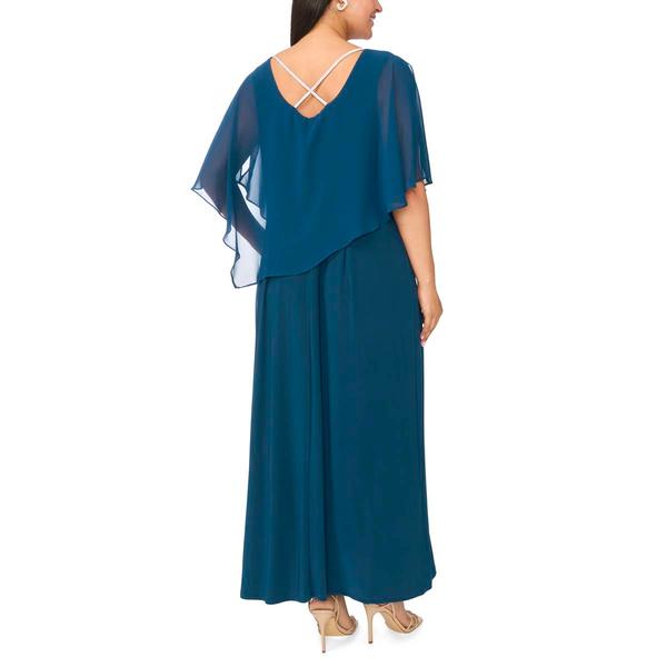 Plus Size MSK Rhinestone Trim X Back Evening Dress