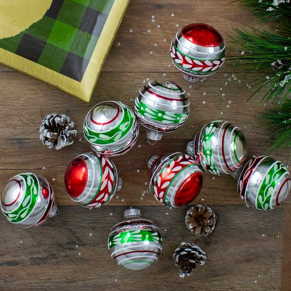 Northlight Seasonal 9ct. Striped Glitter Christmas Ornaments
