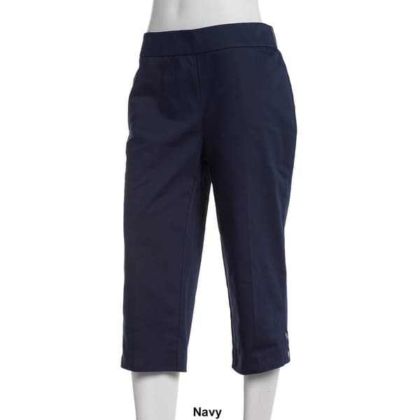 Petite Napa Valley Solid Cotton Super Stretch Snap Hem Capris