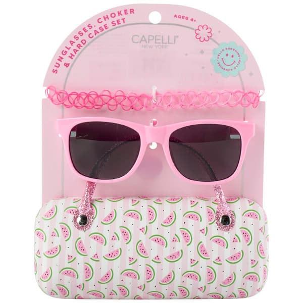 Girls Capelli&#40;R&#41; New York 3pc. Sunglasses & Watermelon Stripe Case - image 