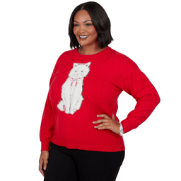 Plus Size Skye’s the Limit Fashion Essentials Fuzzy Cat Sweater