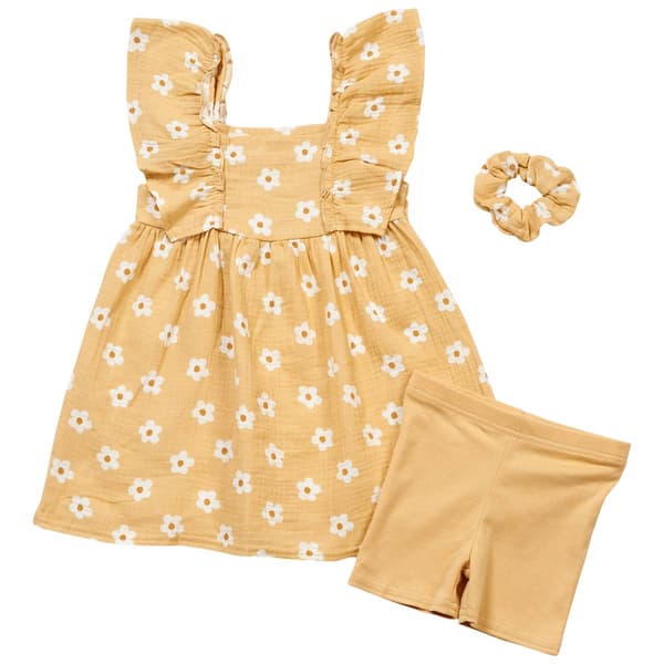 Toddler Girl Emily & Oliver Gauze 3pc. Floral Gauze Dress Set