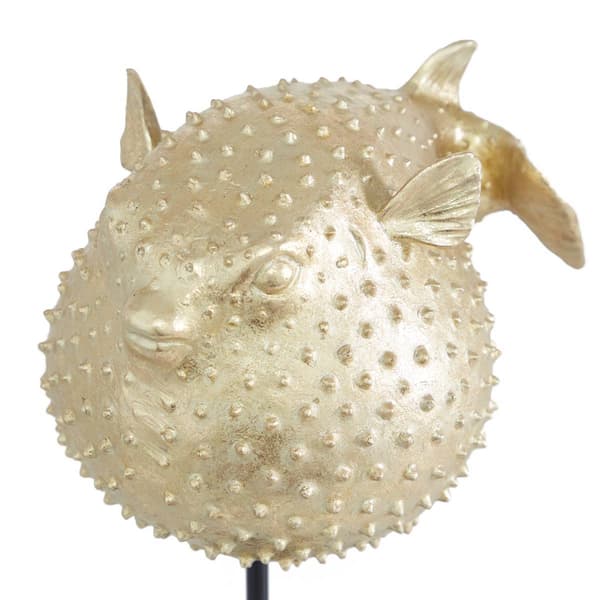 9th & Pike&#174; Gold Coastal Pufferfish Sculpture - 14x7