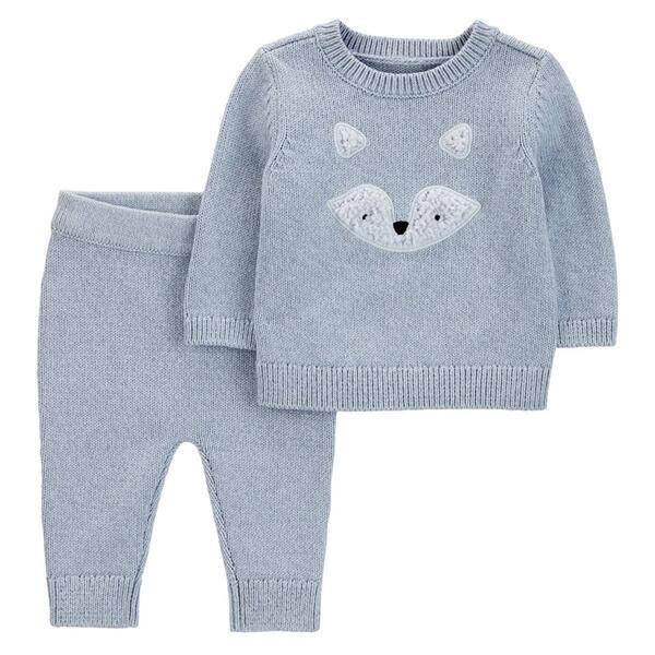 Baby Boy &#40;NB-12M&#41; Carters&#40;R&#41; Fox Face Knit Sweater & Joggers Set - image 