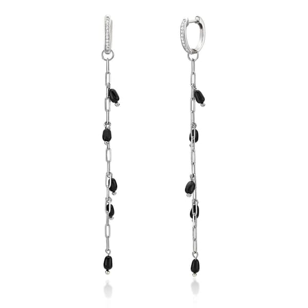 Gemminded Sterling Silver Oval Black Onyx Earrings