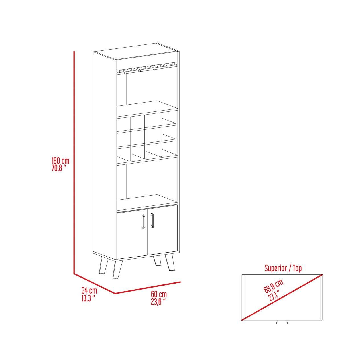 FM FURNITURE Edessa Dark Walnut Bar Cabinet