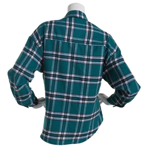 Juniors No Comment Tart Plaid Oversized Shacket w/Pocket