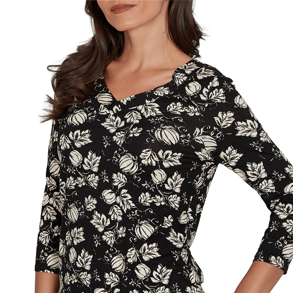 Womens Emaline Key Items 3/4 Sleeve V Neck Pumpkin Tee