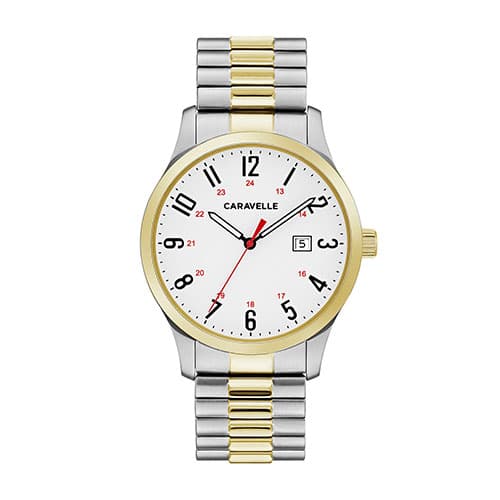 Mens Caravelle Two-Tone Expansion Easy Reader Watch - 45B147 - image 