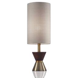 HomeRoots 23in. Brass Metal and Wood Table Lamp