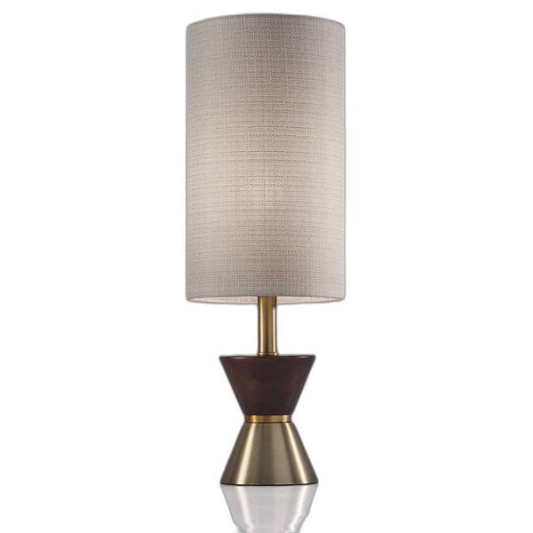 HomeRoots 23in. Brass Metal and Wood Table Lamp - image 