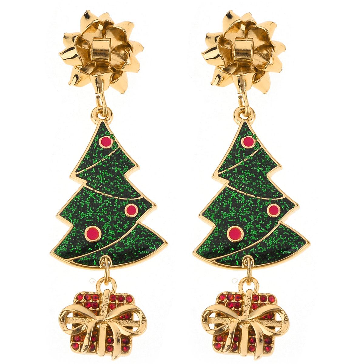 Christmas Tree with Bow & Present Earrings