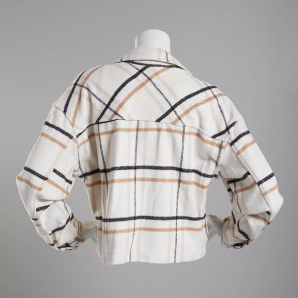 Juniors Ashley Plaid Wool-Like Cropped Shacket - Open Window