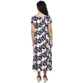 Womens Perceptions Short Sleeve Twist Waist Floral Midi Dress