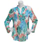 Plus Size Zac & Rachel 3/4 Sleeve Floral Split Neck Blouse - image 1