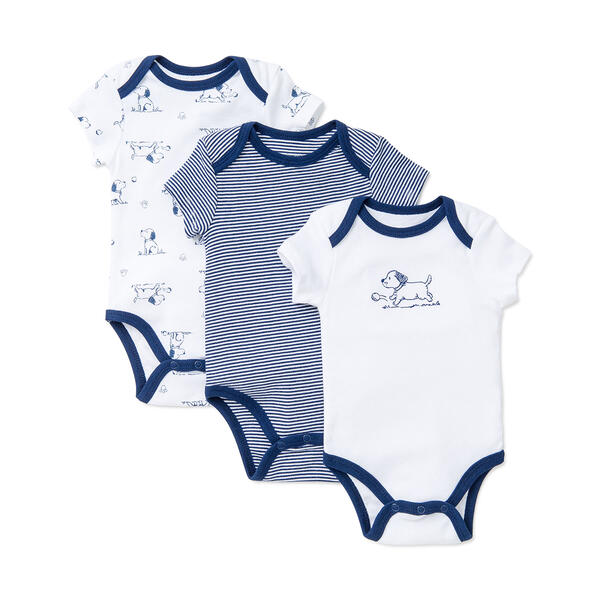 Baby Girl &#40;NB-9M&#41; Little Me Puppy Toile 3pk. Bodysuits - image 