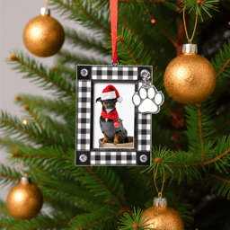 Northlight Paw Print Plaid Pet Photo Frame Christmas Ornament