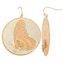 Jessica Simpson Round Butterfly Dangle Earrings