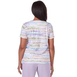 Womens Alfred Dunner Garden Party Watercolor Biadere Tee