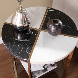 Southern Enterprises Cortinada Round Faux Marble End Table