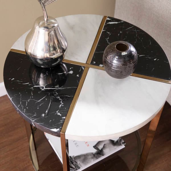 Southern Enterprises Cortinada Round Faux Marble End Table