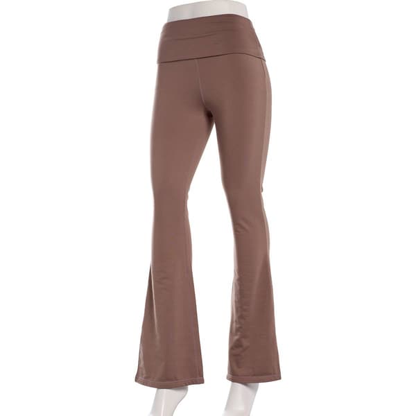 Juniors No Coment Fleece Back Fold Over Waist Flare Leggings - image 