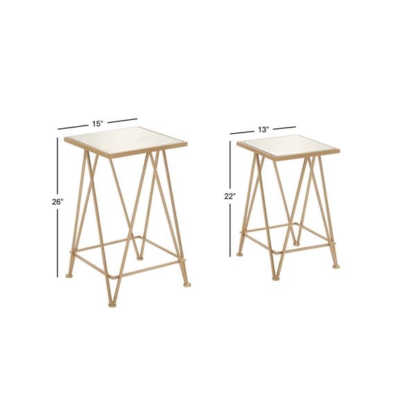 9th & Pike® Gold Metal Contemporary Accent Table - Set of 2