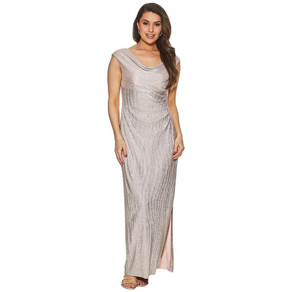 Womens Connected Apparel Sleeveless Drape Neck Foil Knit Gown - image 