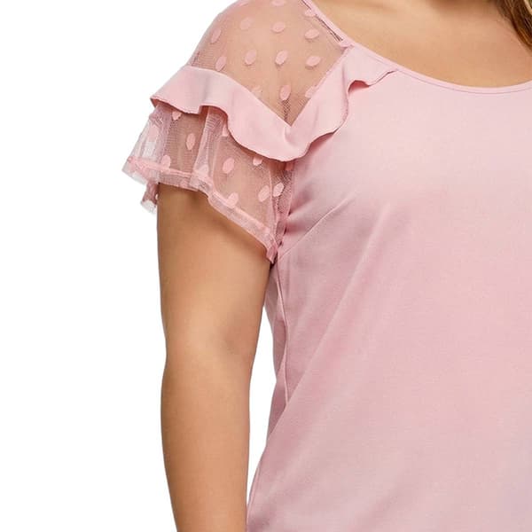 Plus Size NY Collection Double Ruffle Lace Sleeve Blouse