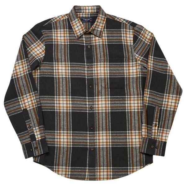 Mwns Visitor Long Sleeve Plaid Flannel Shirt - Black/Tan - image 