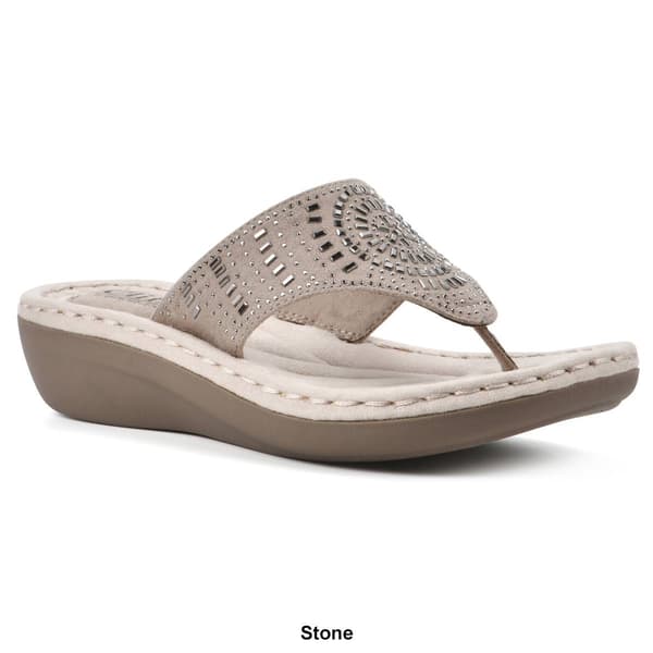 Womens Cliffs by White Mountain Cienna Wedge Thong Sandals