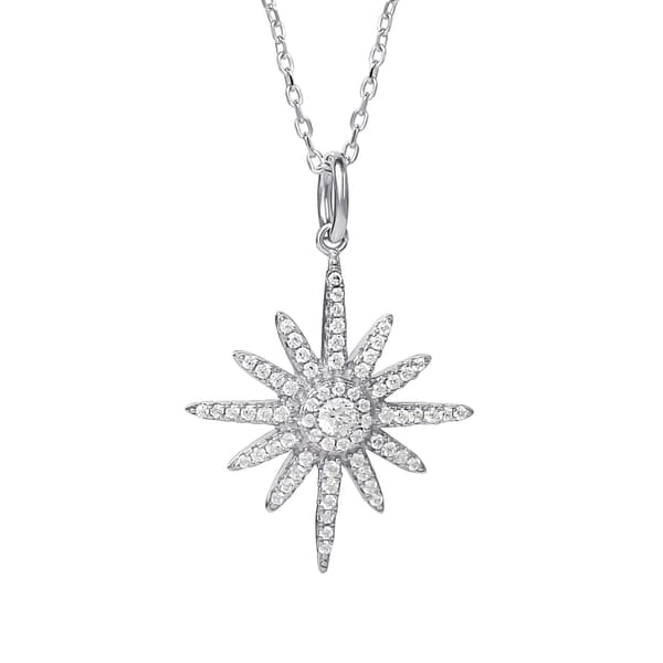 Splendere Sterling Silver Cubic Zirconia Starburst Pendant - image 