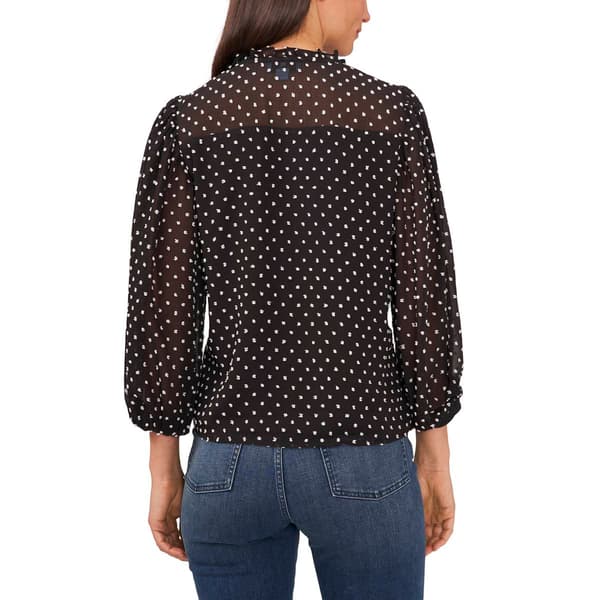 Womens Cece Long Sleeve Floral Mesh Pleated Clip Dot Blouse Boscov's