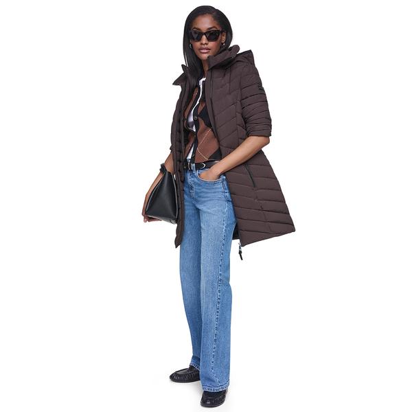 Womens DKNY Stretch Down & Puffer Coat with Bib