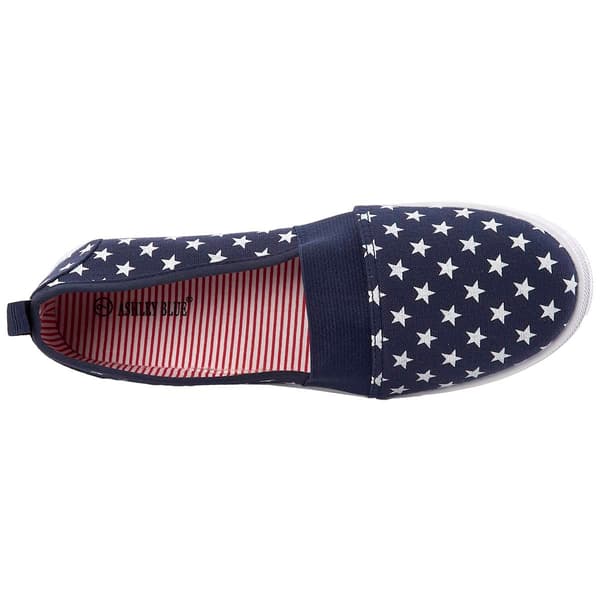 Womens Ashley Blue Navy with Stars Canvas Slip Ons