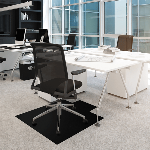 Floortex® Advantagemat® Black Vinyl Lipped Chair Mat for Carpets