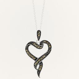 Marsala Silver Plated Marcasite Heart Pendant
