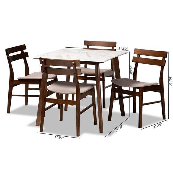 Baxton Studio Richmond Modern Walnut Brown Wood 5pc. Dining Set