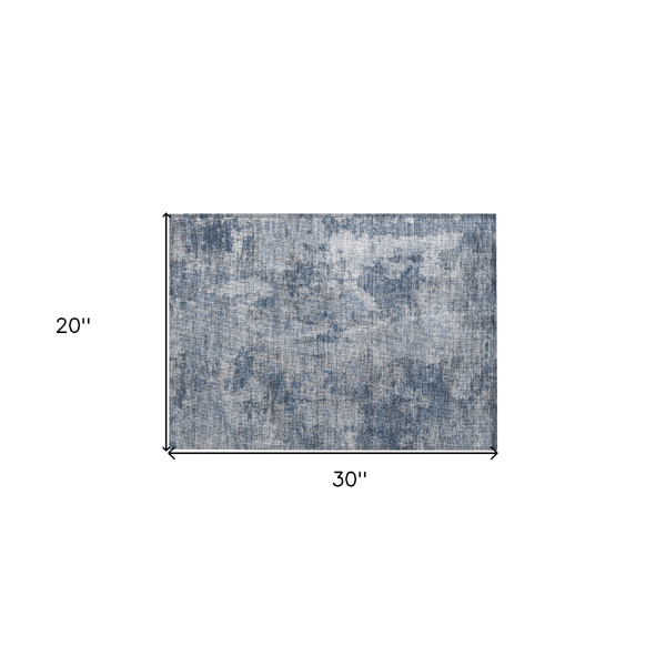 HomeRoots Blue Abstract Washable Non Skid Indoor Outdoor Accent