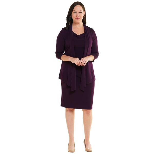 Womens Connected Apparel Long Sleeve Drape ITY Jacket Dress - image 