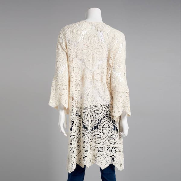 Womens Modena Crochet Knit Long Kimono