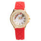 Gold-Tone Rhinestone Dial w/Santa Red Strap Watch - PT10166A - image 1