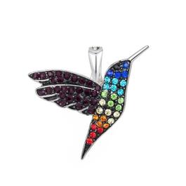 Wearable Art Antique Silver-Tone Crystal Hummingbird Enhancer