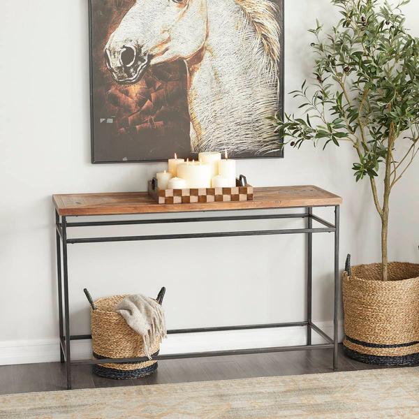 9th & Pike® Brown Metal Rustic Console Table