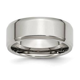 Mens Gentlemen's Classics(tm) Steel Beveled Edge 8mm Wedding Band