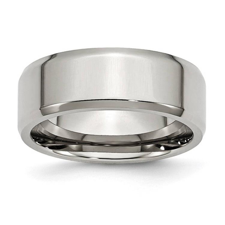 Mens Gentlemen's Classics(tm) Steel Beveled Edge 8mm Wedding Band