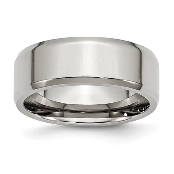 Mens Gentlemen's Classics&#40;tm&#41; Steel Beveled Edge 8mm Wedding Band - image 