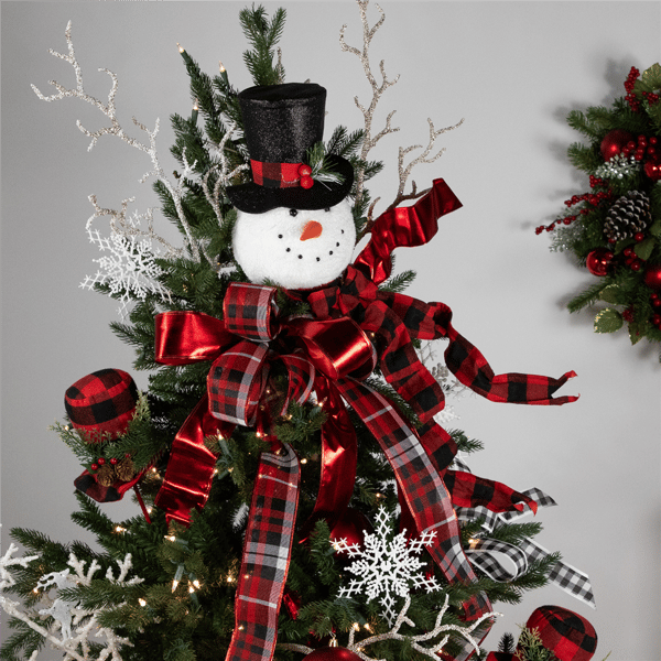 Northlight 12in. Plush Snowman in Top Hat Christmas Tree Topper